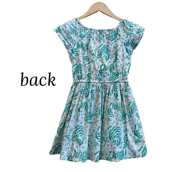 GYMBOREE Daisy Cotton Dress Green Yellow White Lined Floral Peasant Girl S 5-6 - Picture 8 of 13